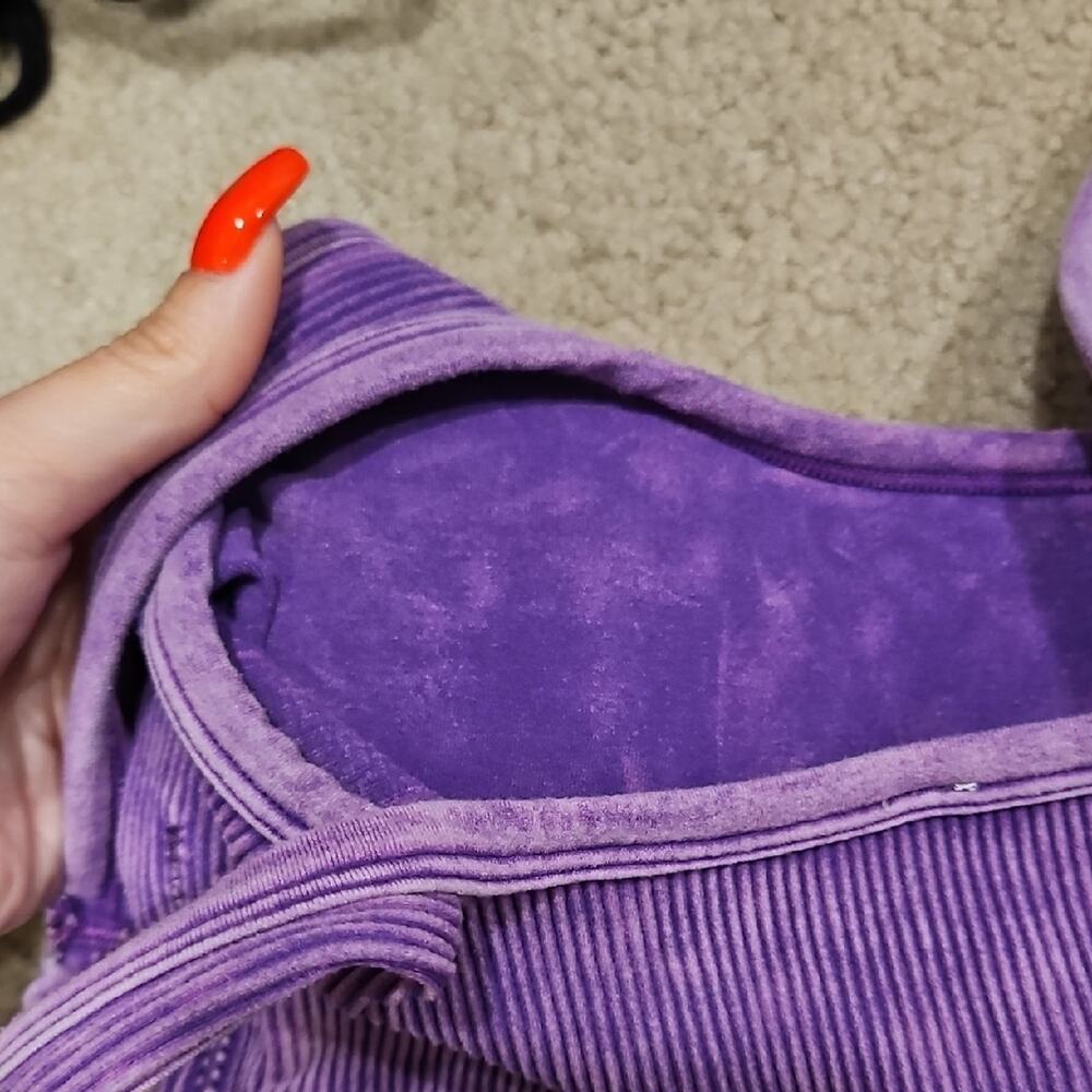 Zenana Ribbed Bralette – Purple Square Neck, Small - Picture 7 of 7